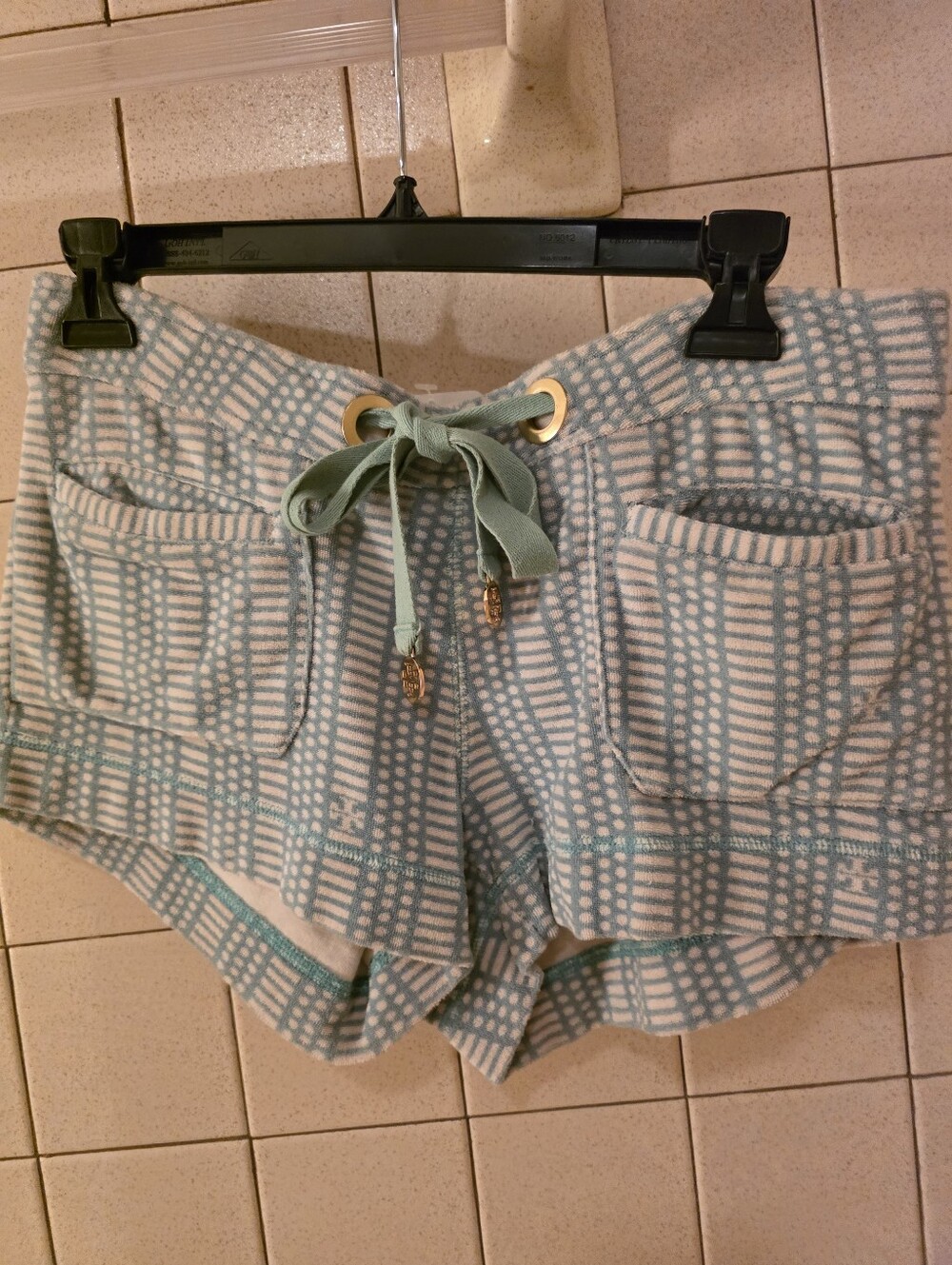 TORY BURCH Light Green Plaid Knit Women’s  Shorts